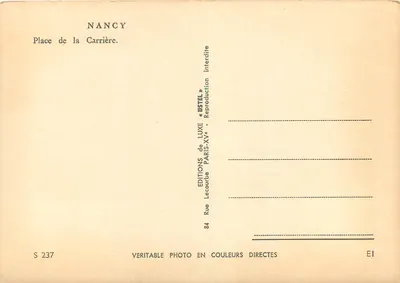 Nancy — Plac Carrière — Wydawnictwo Lecourbe — Rewers