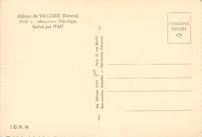Abbey di Valloires — Stalle del XVIII secolo — Edizioni d'Arte PFAFF — Verso