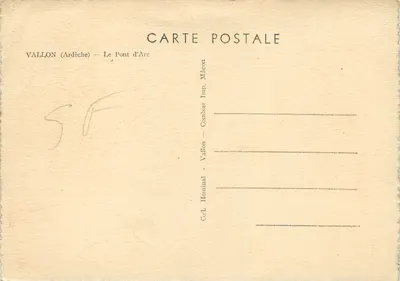 Vallon (Ardèche) — O Arco — Carta postal do editor Combier, Mâcon — Verso