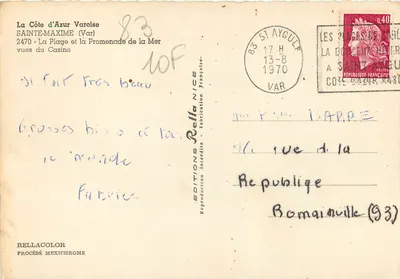 Sainte-Maxime — De Strand en de Promenade van het strand — Uitgave Rella — Achterkant