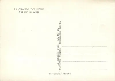 Widok na Alpy — Wielka Kornisz — Wydawca z Eze — Rewers