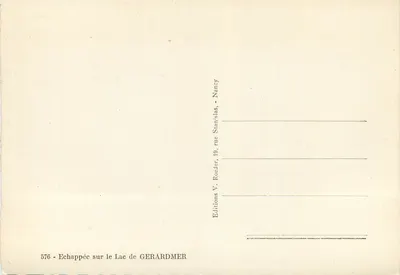 Widok na jezioro Gérardmer — Wydawnictwo V. Roeder, Nancy — Rewers