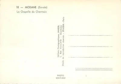 Modane (Savoie) — A Capela do Charmaix — Jansol — Verso