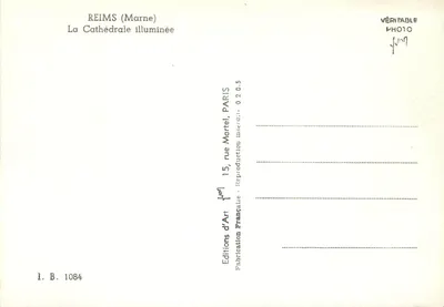 Reims (Marne) — Oświetlona katedra — Wydawnictwo Sztuki, Paryż — Rewers