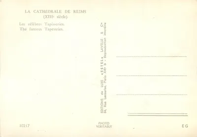 Katedra w Reims — Znane tapiserze — Wydawnictwo Lavelle & Estel — Rewers