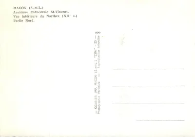 Mâcon (S.-et-L.) — Stara katedra św. Wincentego, widok wnętrza nartheksu (XII w.) — Część północna — Combier — Rewers