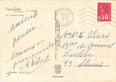 Falisy Aval — Normandia, 76-DIEPPE — Wydawnictwo "La Cigogne" — Rewers