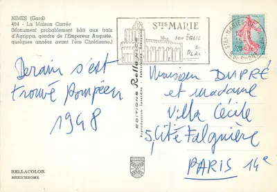 Nîmes - Widok na dom Carré — wydawca Rella, seria Mexichrome — Rewers