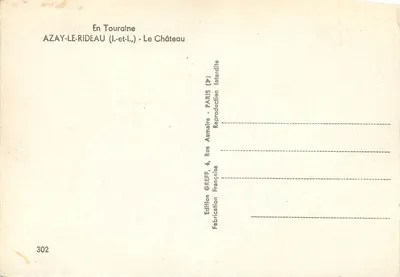 Azay-le-Rideau — Zamek — Wydawnictwo Greff — Rewers