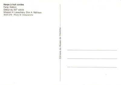 Harfa o ośmiu strunach — Fang, Gabon — Wydawnictwo "L’Homme" — Rewers