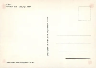 Znużony ptak przed zegarem — humorystyczna karikatura — Dan Salel 1987 — Rewers
