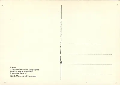 Bisão — Gruta de Altamira (Espanha) — Horizon, n° 278.22.21 — Verso