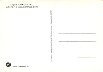 Poeta i Muzyczka — rzeźba w gipsie Augusta Rodina — wydanie B. Jarret — Rewers