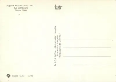 Dwie splecione ręce — rzeźba w kamieniu — Muzeum Rodina, Paryż — Rewers