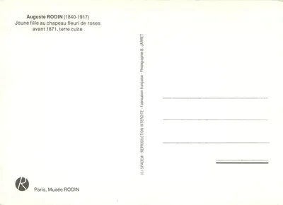 Jovem com chapéu adornado de rosas — Auguste Rodin (1840-1917) — reprodução francesa — Verso