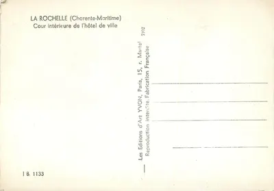 La Rochelle — Wewnętrzna część hotele miejskiego — Wydawnictwo Sztuki YVON — Rewers