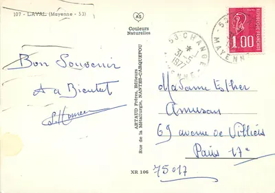 Laval — Algemene uitzicht, kerk, plein, zwembad, kathedraal — Natuurlijke kleuren, n°107 — Achterkant