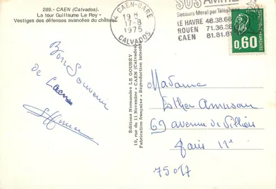 Caen (Calvados) — La torre Guillaume Le Roy — Ediciones Normandas Le Goubey — Reverso