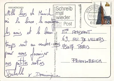 Munique — I ♥ MÜNCHEN — Schreib mal wieder — Verso