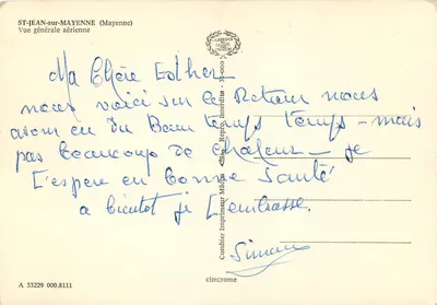 ST-JEAN-sur-MAYENNE (Mayenne) — Vista geral aérea — Imprimerie Combier, Mâcon — Verso
