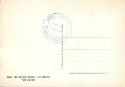 Fontarabie (Espanha) e a Bidassoa — vista de Hendaye — Editora Elcé, n° 10513 — Verso