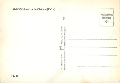 Amboise — Zamek (XVe w.) — Éditions d'Art Martel — Rewers