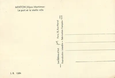 Menton (Alpes-Maritimes) — El puerto y la ciudad vieja — Les Éditions d'Art — Reverso