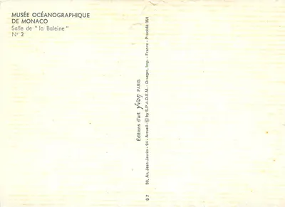 Muzeum Oceanograficzne w Monako — Sala "la Baleine" — Wydawnictwo Sztuk Yvon — Rewers