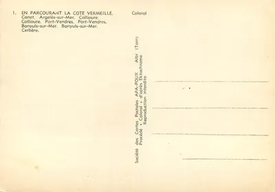 Côte Vermeille — Lembrete da Côte Vermeille — Sociedade das Cartas Postais APA-POUX — Verso