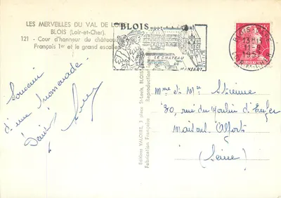 Zamek w Blois — Dziedziniec i wielki schodzie — Wydawnictwo Valoire — Rewers