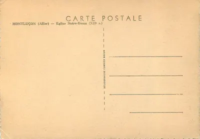 Montluçon (Allier) — Igreja Notre-Dame (século XII) — Héliogravure Combier Macon — Verso