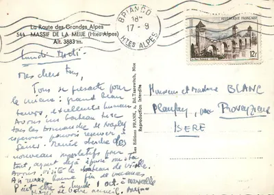 A Estrada das Grandes Alpes — MASSIF DE LA MEIJE (Alpes de Haute-Provence) — Alt. 3883 m. — Les Editions FRANKS, Nice — Verso