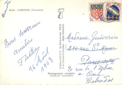 Avignon — Souvenir d'Avignon — Éditions S.F.P.T. NICE — Rewers
