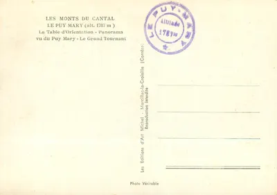 Le Puy Mary (Wys. 1787 m) — widok panoramiczny — Wydawnictwo Michel — Rewers