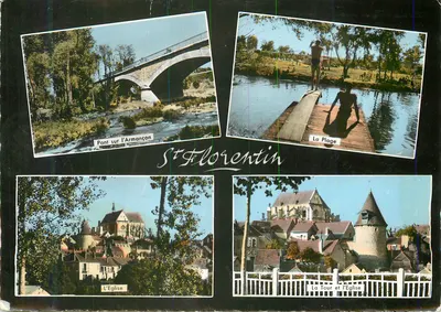 Saint-Florentin — Ponte sobre o Armançon, A Praia, A Igreja, A Torre e a Igreja