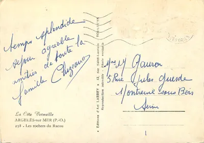 A Costa Vermelha — Argelès-sur-Mer — Edições d'Art Larrey — Verso