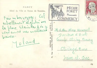Nancy — Palácio da Cidade e Estátua de Stanislas — Edições de Luxo * Estel * — Verso