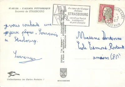 Strasbourg — widok panoramyczny i malowniczy — Wydawnictwo 'La Cigogne' Strasbourg — Rewers