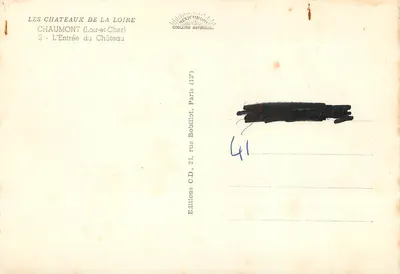 Castelo de Chaumont — Loir-et-Cher — Edições Mérichron — Verso