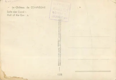 Zamek w Compiègne — Sala Strażników — Wydawnictwo Estel, nr 1858 — Rewers