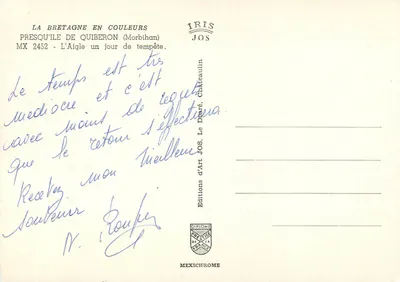 Presqu'île de Quiberon — O Águia em dia de tempestade — Edições d'Art JOS — Verso