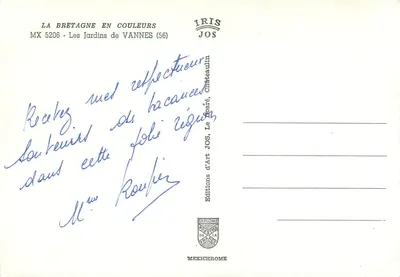 Os Jardins de Vannes — Bretagne — Edições de Arte JOS — Verso