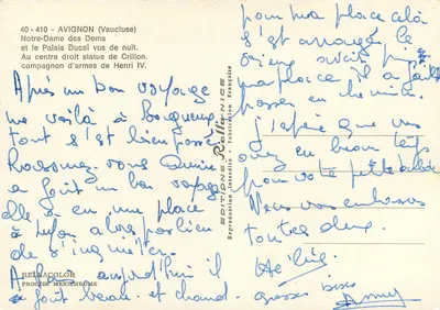 Avignon (Vaucluse) — Katedra Notre-Dame des Doms i Pałac Cesarski widziane w nocy — Wydawnictwo Rella — Rewers