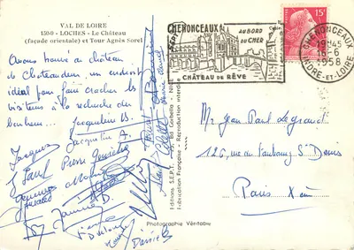 Zamek w Châteaudun — fasada wschodnia i Wieża Agnès Sorel — Editions S.E.P.T. - Wyroby Francuskie — Rewers