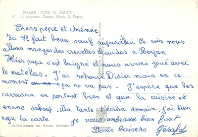 Royan - Le nouveau Casino — Arch. P. Ferret — éditeur IRIS — Rewers