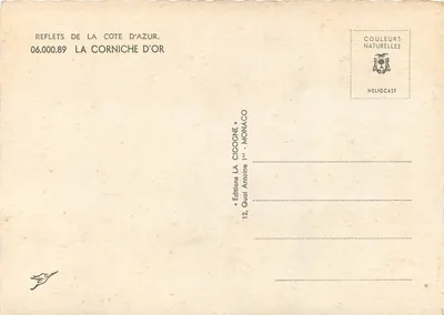 La Corniche d'Or — Riflessi della Costa Azzurra — Edizioni La Cigogne, Monaco — Verso