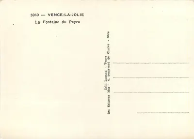 Fontanna Peyra — Vence-la-Jolie — Éditions Lugand, Nice — Rewers