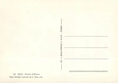 Pau - Pałac Zimowy - Miejski Kino ponownie wybudowane przez G. Wybo, architekt — Rewers
