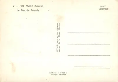 Puy Mary (Cantal) — O Passo de Peyrols — Éditions Gaby — Verso