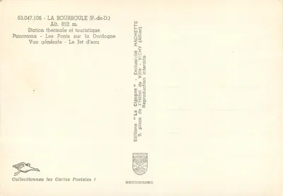 La Bourboule — Estação termal e turística — Edições Hachette — Verso
